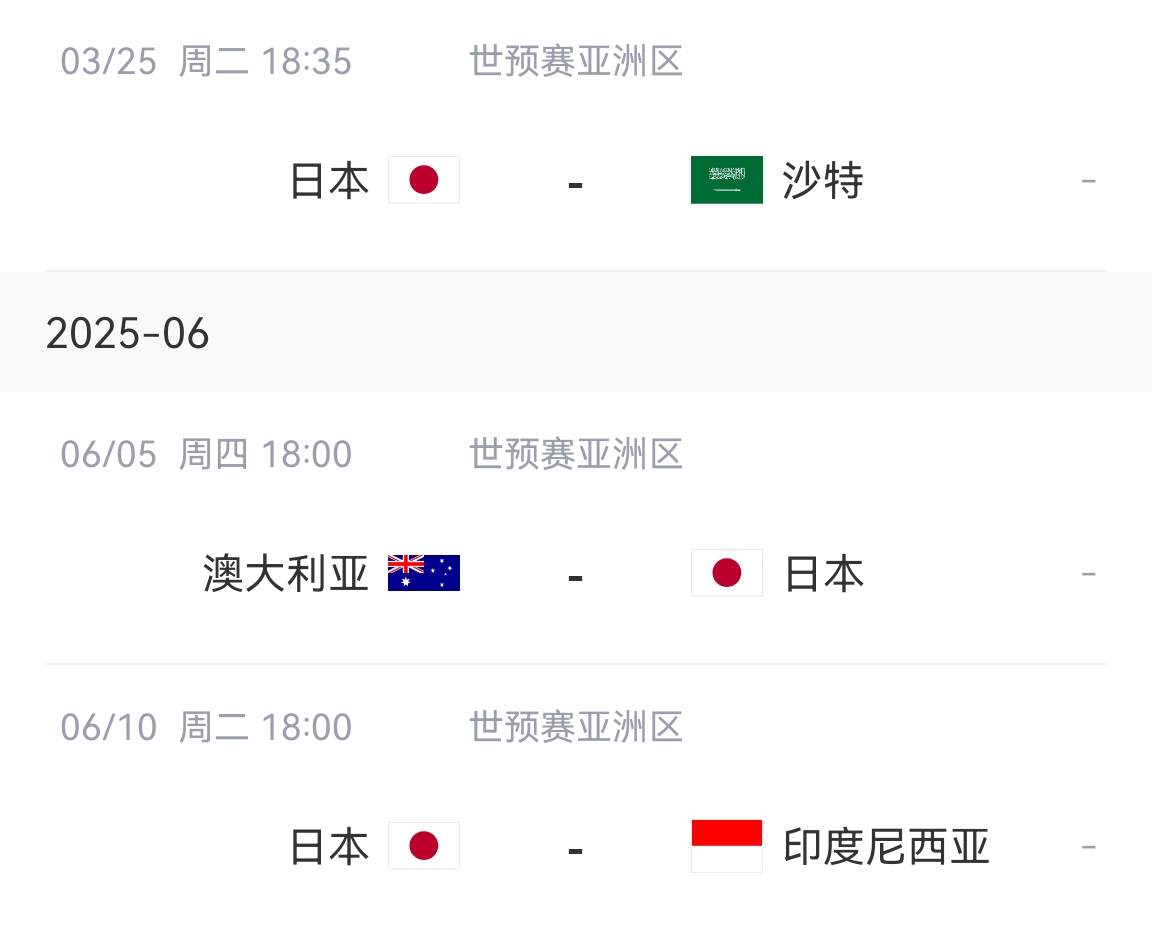 會不會放水？日本剩余賽程：主場vs沙特&印尼，客場vs澳大利亞